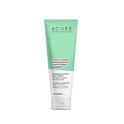 Acure Juice Cleanse Supergreens & Adaptogens Shampoo | 100% Vegan | Antioxidant Shampoo For Super Stressed Hair | Ashwagandha, Spirulina, Kale & Spinach - Brightens & Re-Energizes Hair | 8 Fl Oz