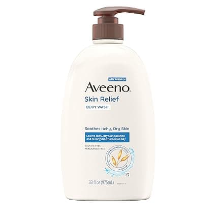 Aveeno Skin Relief Fragrance-Free Body Wash with Oat to Soothe Dry Itchy Skin, Gentle, Soap-Free & Dye-Free for Sensitive Skin, 33 fl. Oz