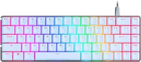 ASUS ROG Falchion Ace 65% RGB Compact Gaming Mechanical Keyboard, Lubed ROG NX Brown Switches & Switch Stabilizers, Sound-Dampening Foam, PBT Keycaps, Wired with KVM, Three Angles, Cover Case-White