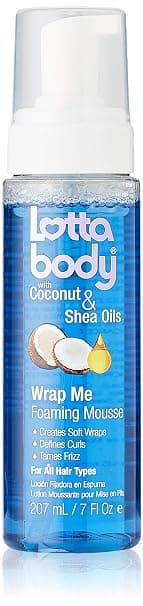 Lottabody Coconut Oil and Shea Wrap Me Foaming Curl Mousse , Creates Soft Wraps, Hair Mousse for Curly Hair, Defines Curls, Anti Frizz, 7 Fl Oz