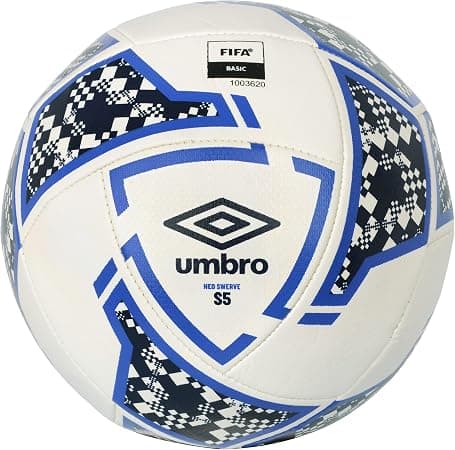 Umbro Neo Swerve Soccer Ball, White/Black/Blue, Size 4