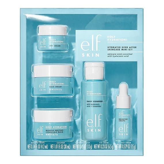 e.l.f.SKIN Hydrated Ever After Skincare Mini Kit, Cleanser, Makeup Remover, Moisturizer & Eye Cream For Hydrating Skin, TSA-friendly Sizes