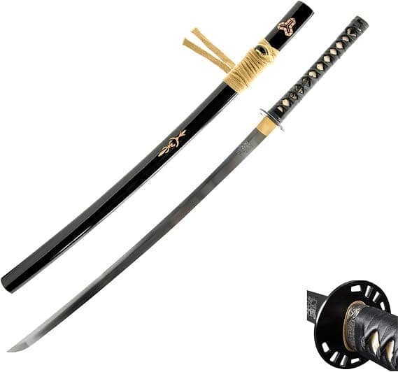HMS Fully Functional Hattori Hanzo Kill Bill Bride’s Katana Sword, Iron Tsuba, 1045 Carbon Steel, Hand Forged Heat Tempered, Full Tang, Sharp, Battle Ready